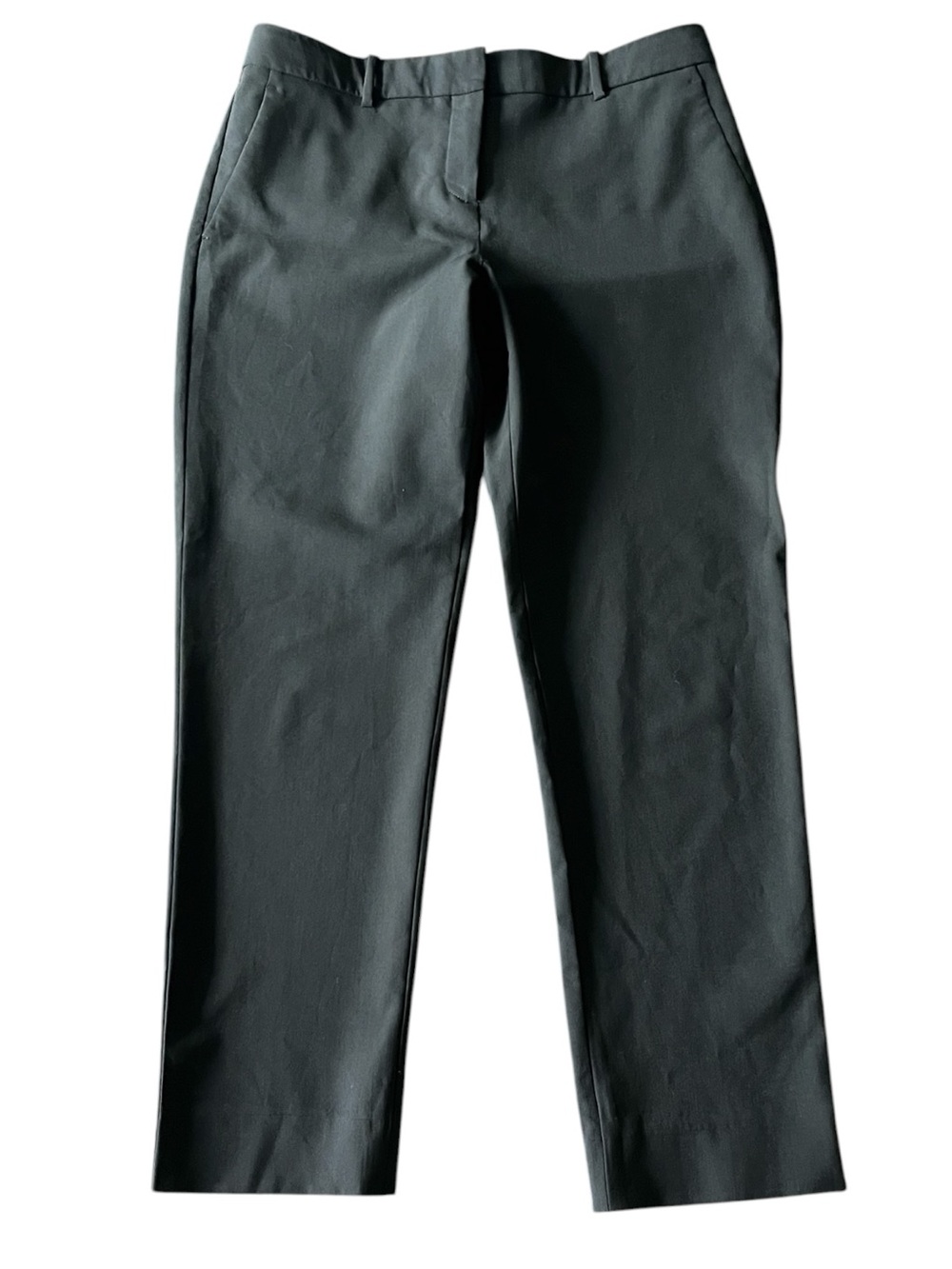 Theory Black Wool Stretch Low Rise Flat Front Faux Pocket Crop Pant (6)